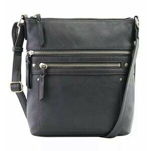 INC Riverton faux-leather medium women's crossbody bag - gray